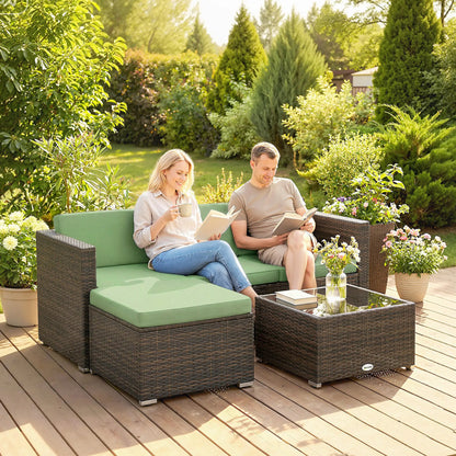 3 Piece Patio Furniture Set, PE Rattan Wicker Corner Sofa, Light Green Patio Furniture Sets at Gallery Canada