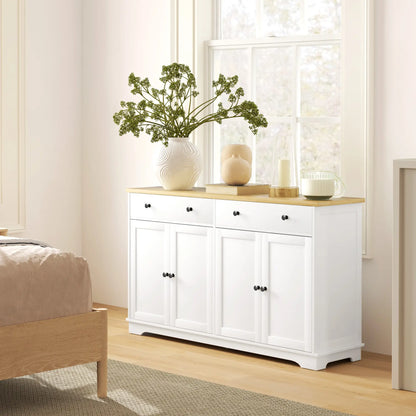 Modern Sideboard, Buffet Cabinet with Drawers, Adjustable Shelves, White Storage Cabinets at Gallery Canada