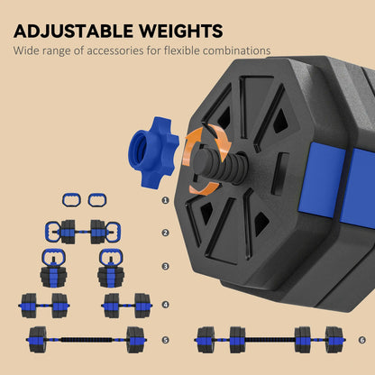 4-in-1 Adjustable Dumbbell Set, Kettlebell, Barbell, Dumbbell, 66lbs, Blue Dumbbells & Barbells at Gallery Canada