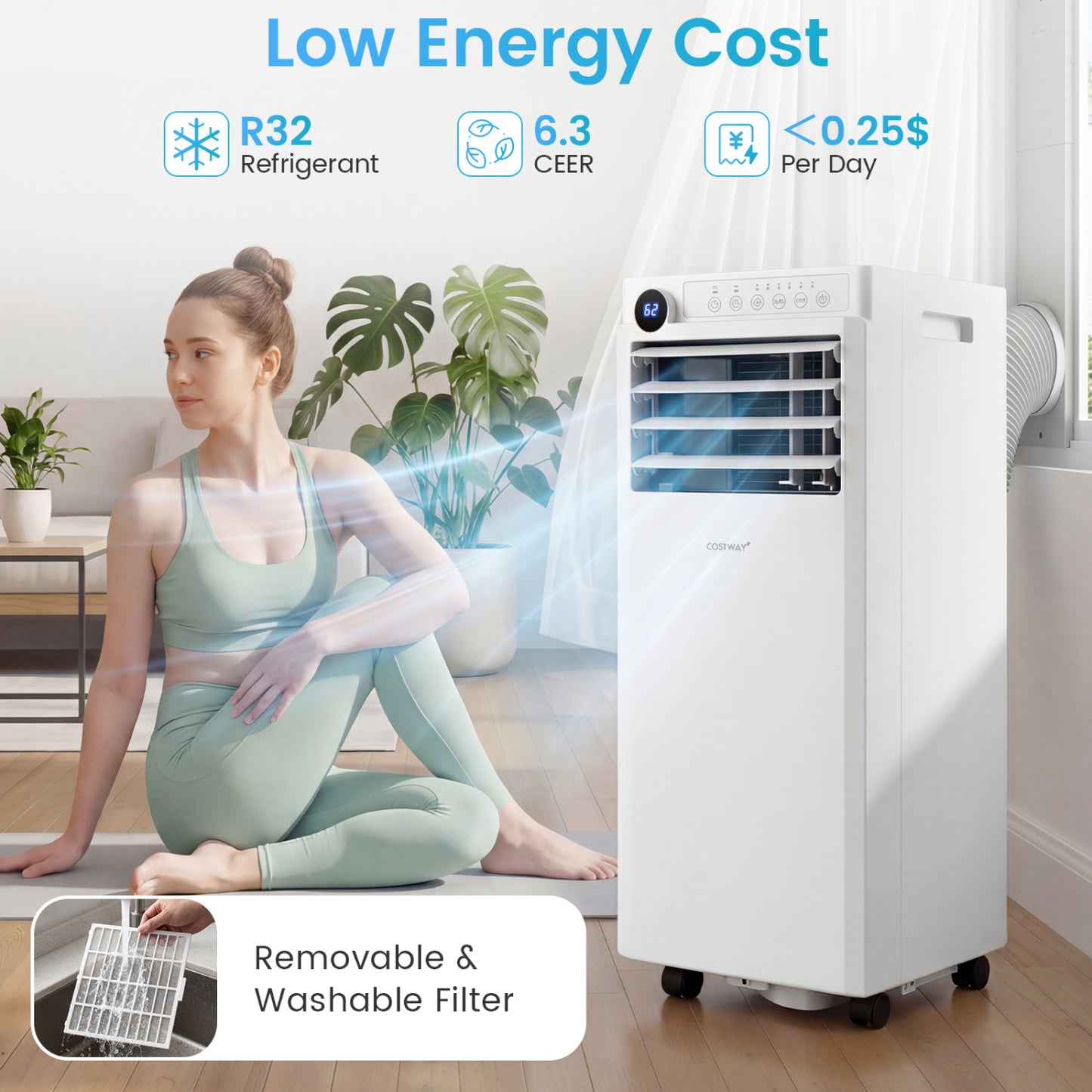 9000 BTU Portable Air Conditionerwith Dehumidifier and 24H Timer, White Portable Air Conditioners at Gallery Canada