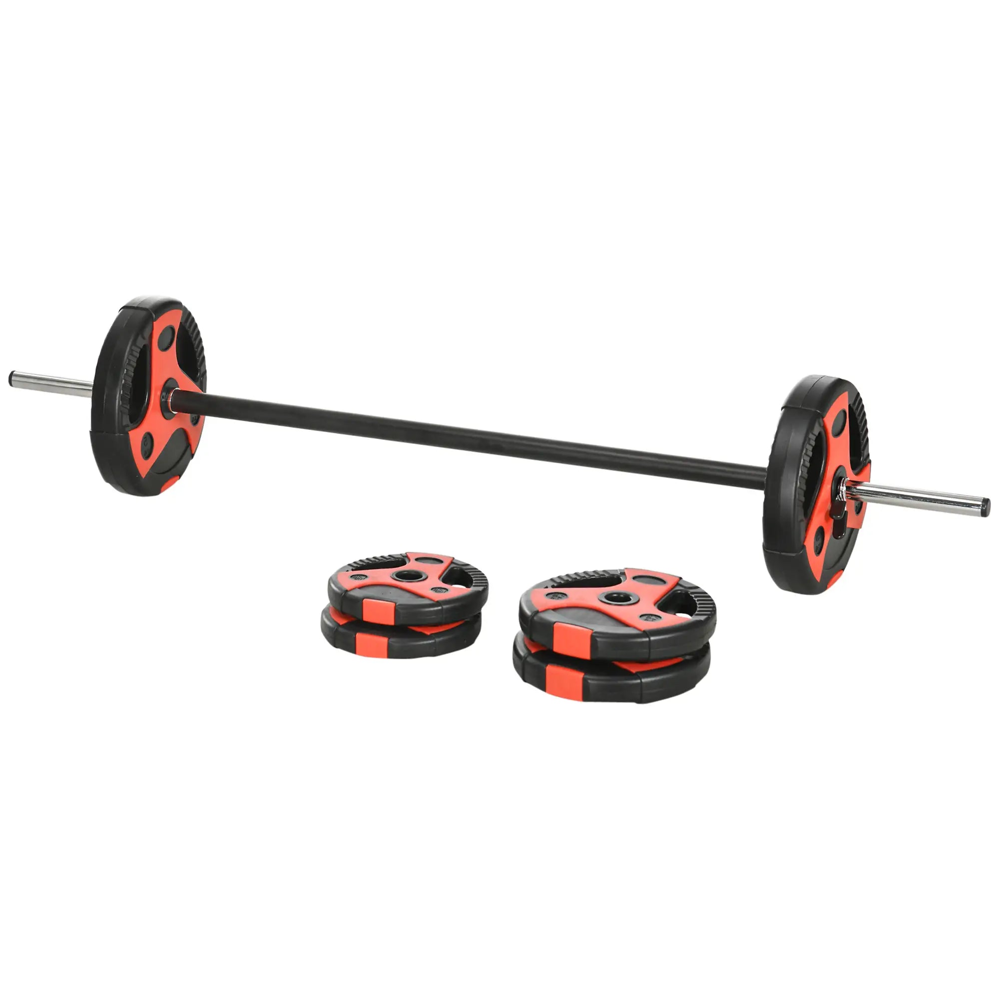 44lbs Adjustable Barbell Weight Set, Free Body Pump Bar, Black and Red Dumbbells & Barbells Red and Black at Gallery Canada