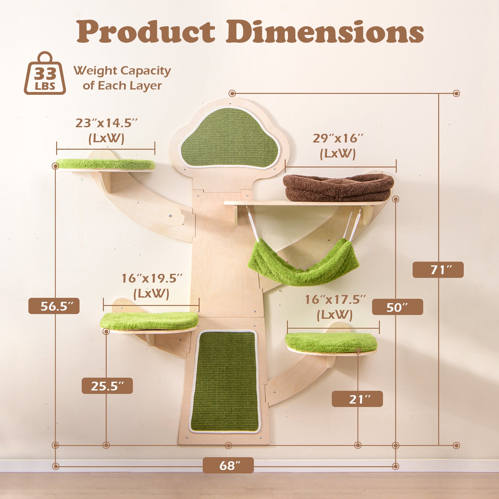 Wall Mounted Cat Tower Shelves With Bed, Green Cat Trees Condos & Scratchers at Gallery Canada