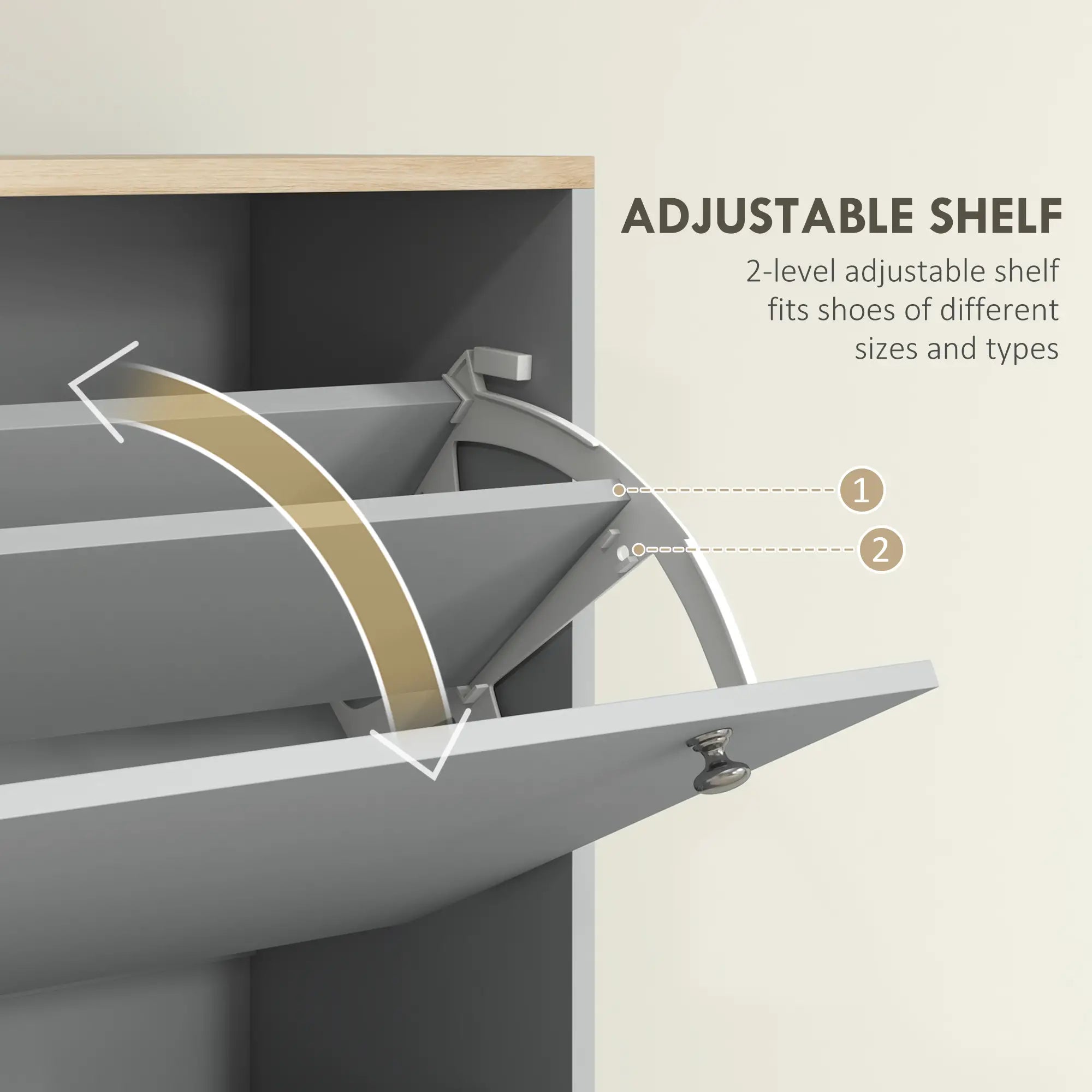 Shoe Storage, 3 Flip Drawers, Adjustable Shelves, 24 Pairs, Grey Shoe Storage Cabinets & Racks at Gallery Canada