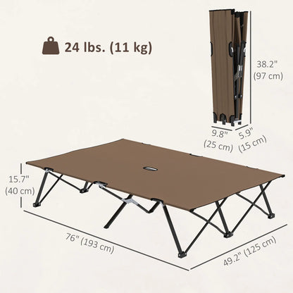 76" Two Person Folding Camping Cot, Portable Military Bed, Khaki Camping Cots at Gallery Canada