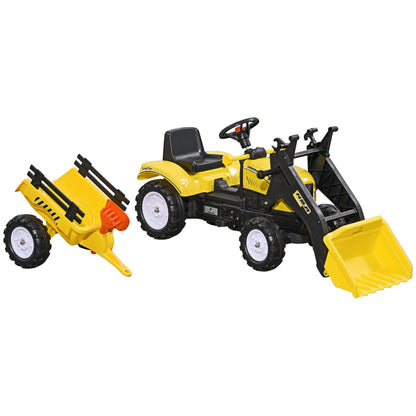 Front Loader Excavator Ride On Toy, 6 Wheels, Controllable Bucket, Yellow Toy Excavators Yellow at Gallery Canada
