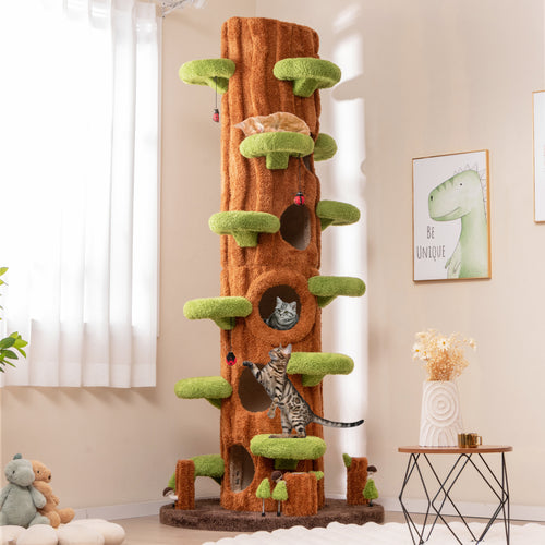 90.5 Inch Tall Cat Tree With Private Condos, Brown