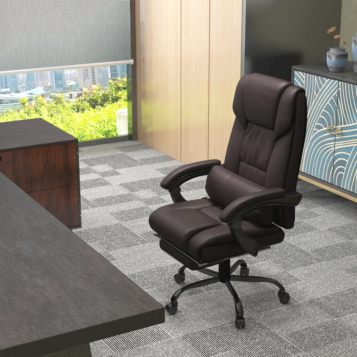 6-Point Vibration Massage Chair, Height Adjustable, Reclining, Brown Executive & Manager Chairs at Gallery Canada