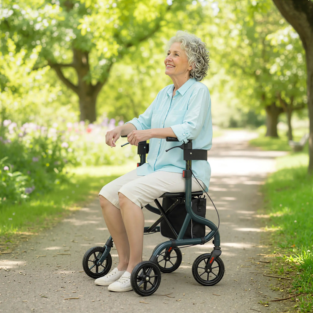 Foldable Rollator Walker With Seat, Adjustable Handles, Green Knee Walker & Wheelchair Ramps at Gallery Canada