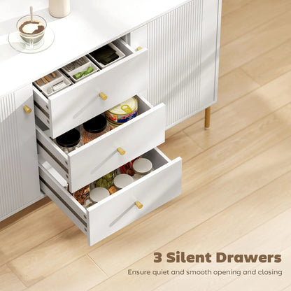 Buffet Cabinet, Modern Sideboard with 3 Drawers and 2 Shelves, White Storage Cabinets at Gallery Canada