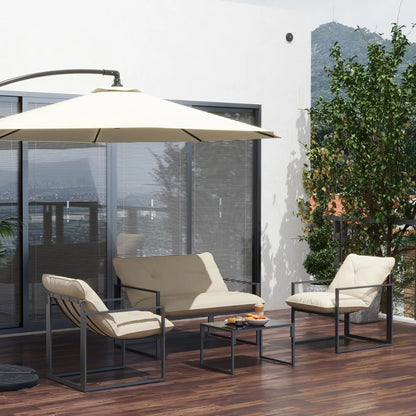 4pc Outdoor Furniture Set, Patio Conversation Set, Tempered Glass Table, Beige Patio Furniture Sets at Gallery Canada