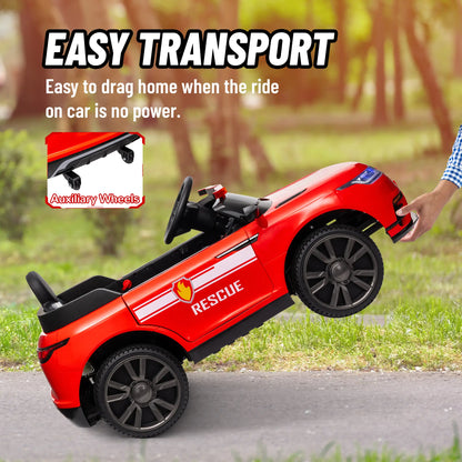 12V Kids Electric Fire Truck, Remote Control, Spring Suspension, Red Electric Toy Cars at Gallery Canada