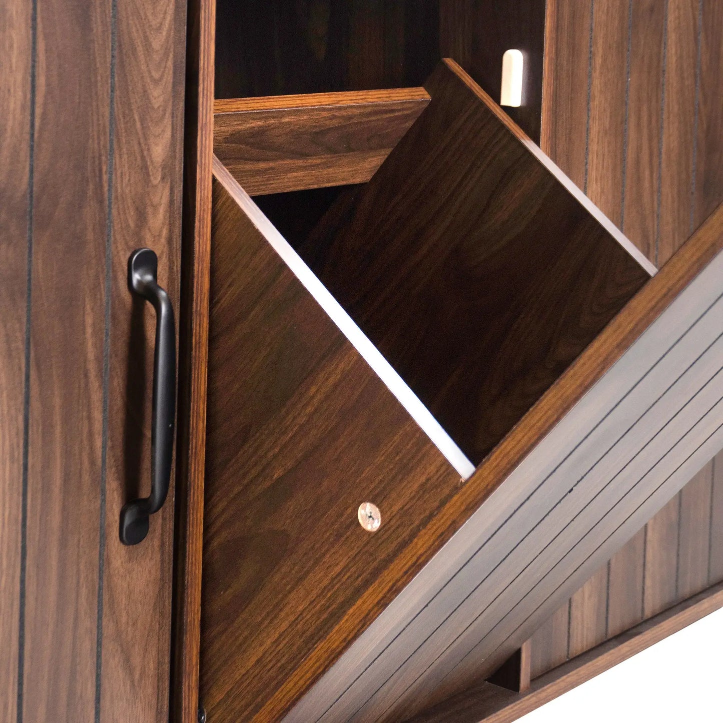 Adjustable Shelf Island, Trash Cabinet, Spice Rack, 51" L x 20" W x 35" H, Walnut Brown Kitchen Islands & Kitchen Carts at Gallery Canada