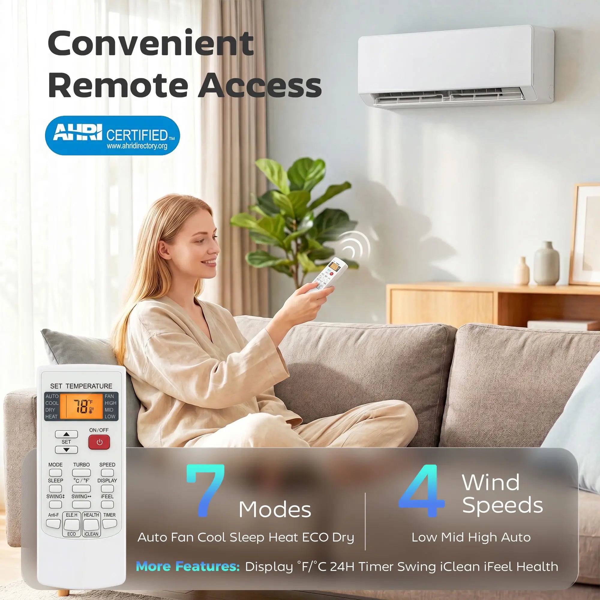 18000 BTU Mini Split AC, 22 SEER2 230V Wifi, Heats & Cools 1250 Sq Ft Air Conditioner at Gallery Canada