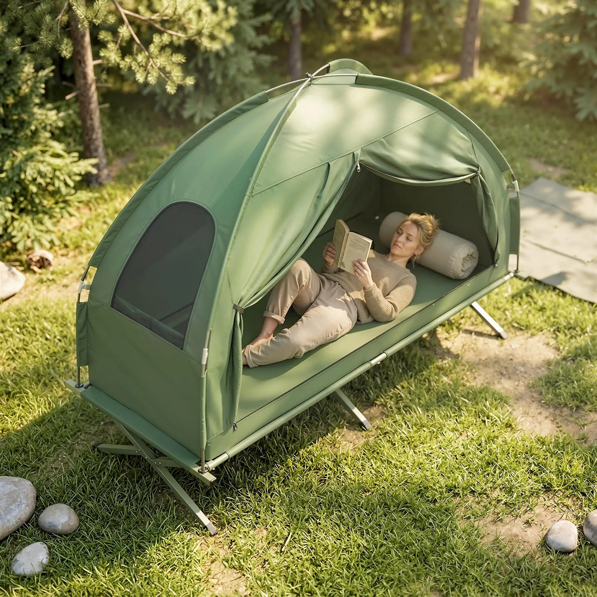 Compact Pop Up Camping Cot Tent Combo, Folding Outdoor, Dark Green Camping Tents at Gallery Canada