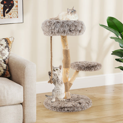 Modern Wooden Cat Tree Tower, Perch, Natural Jute Scratching Posts, Brown Cat Trees Condos & Scratchers at Gallery Canada