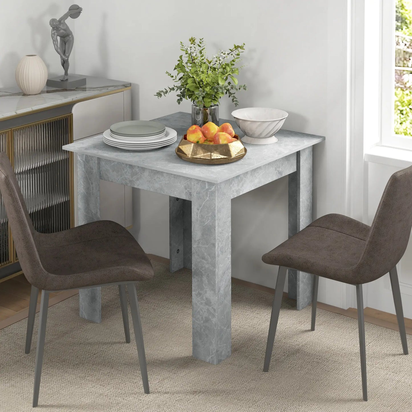 Square Dining Table, Modern Faux Cement Effect, Small Kitchen Table, Cement Grey Dining Tables at Gallery Canada