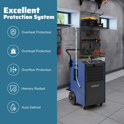 154 Pints Commercial Dehumidifier With Pump, Drain Hoses, Blue Dehumidifiers at Gallery Canada