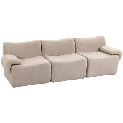 3 Seater Chenille Cloud Sofa, Wide Deep Seat, Beige, Beige 3-Seater Sofas at Gallery Canada