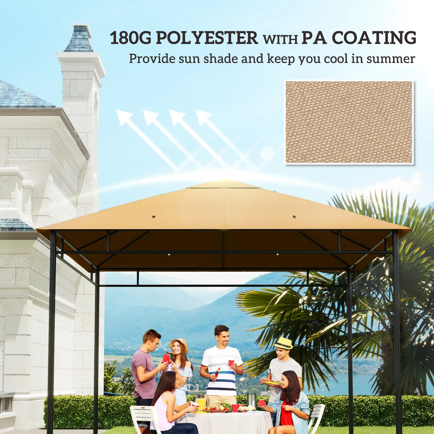 10' x 10' Gazebo Canopy Replacement, UV Protected, Beige Gazebo Canopy Replacement at Gallery Canada