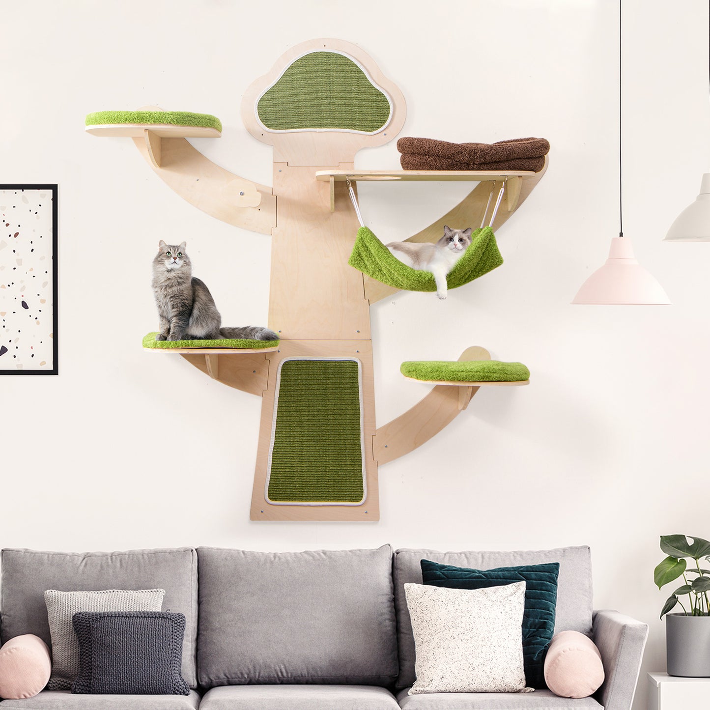 Wall Mounted Cat Tower Shelves With Bed, Green Cat Trees Condos & Scratchers at Gallery Canada