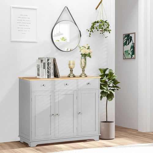 Modern Sideboard, Buffet Cabinet with Storage, Drawers, Adjustable Shelves, Grey