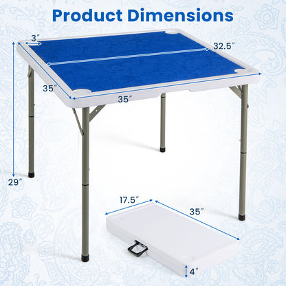 35 Inch 4 Player Folding Mahjong Table, With Cup Holders, Navy Game Room at Gallery Canada