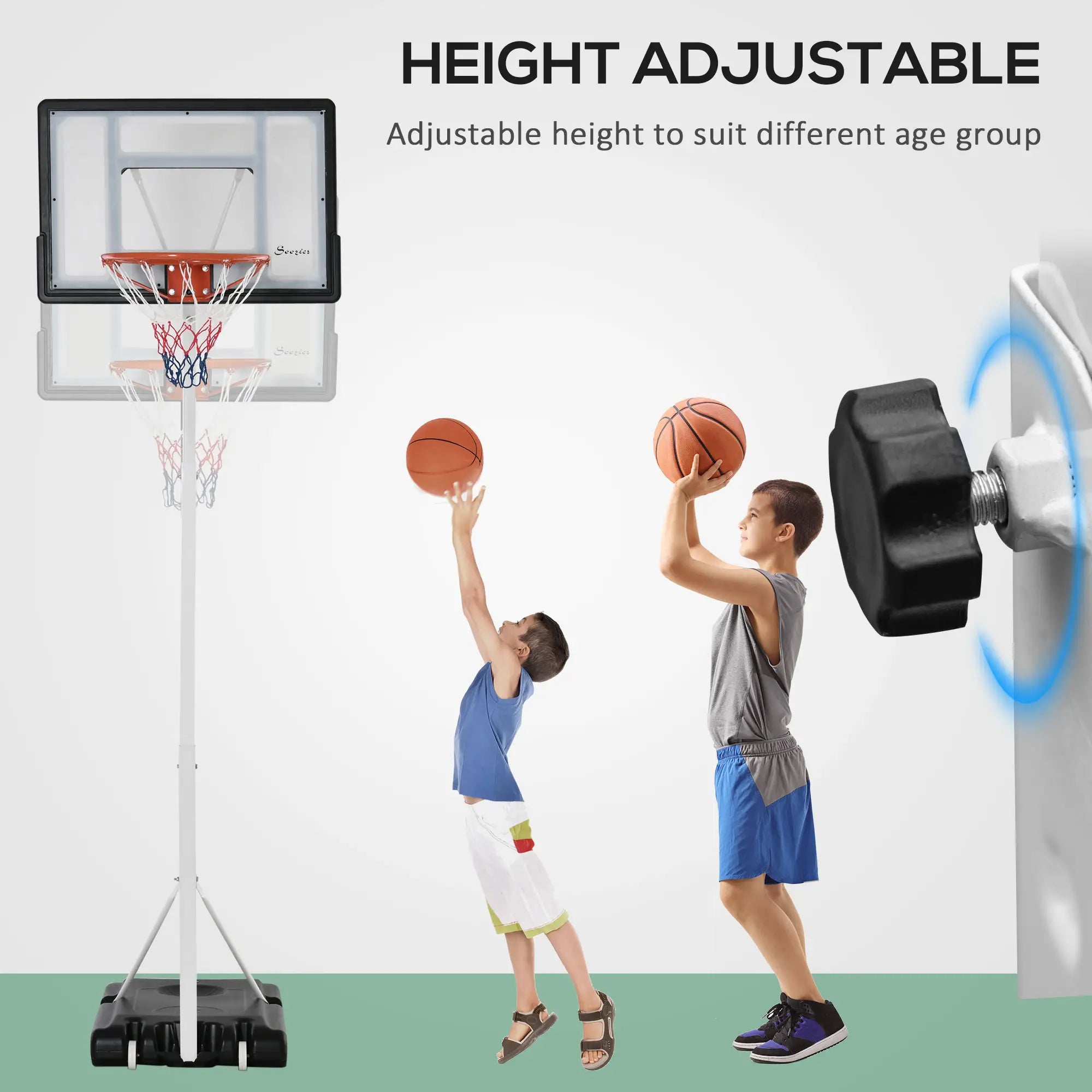 Portable Basketball Hoop, 7ft-8.5ft Adjustable with Wheels, 32.3