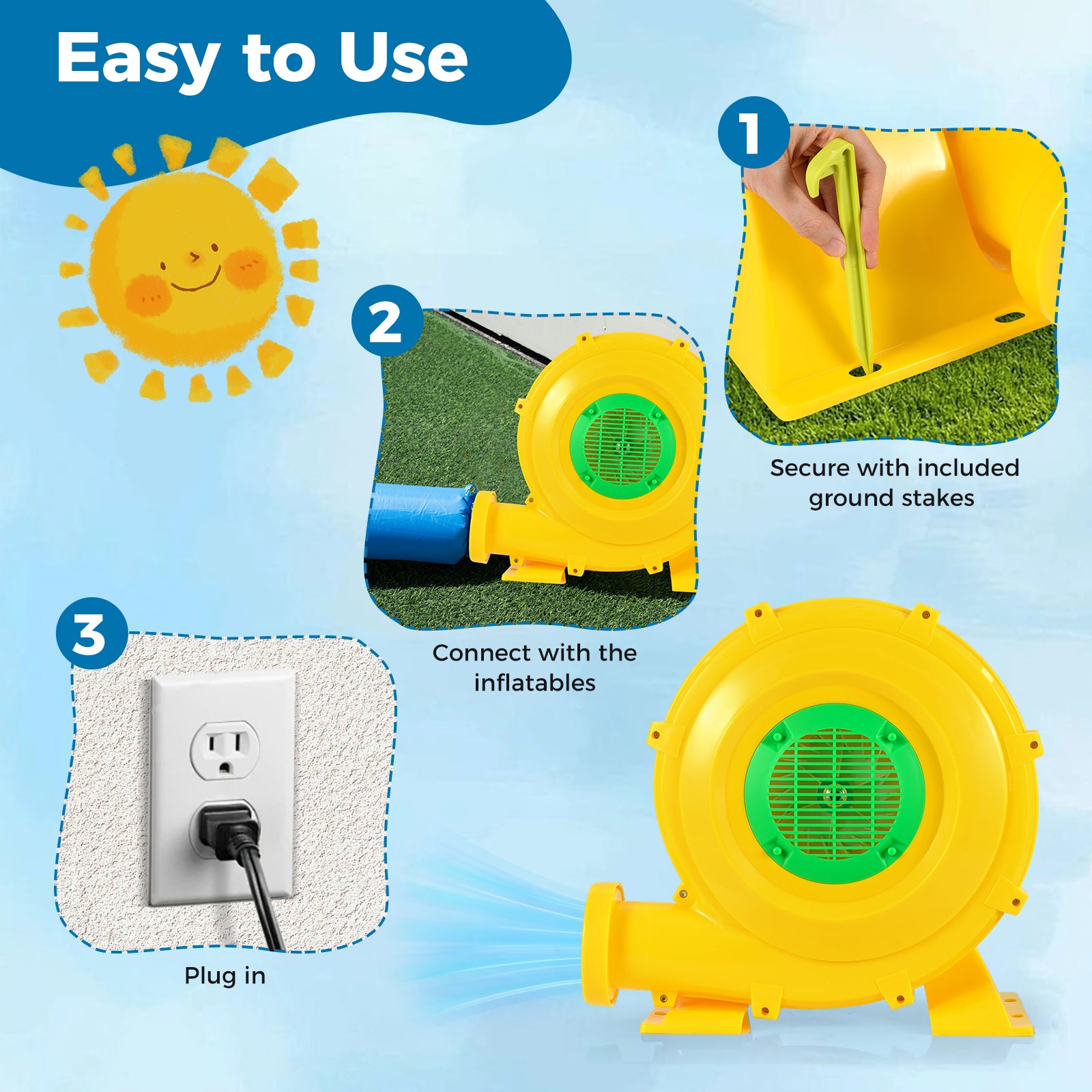 980W Bounce House Blower, 1.31 HP Portable Air Pump Fan Air Blowers at Gallery Canada