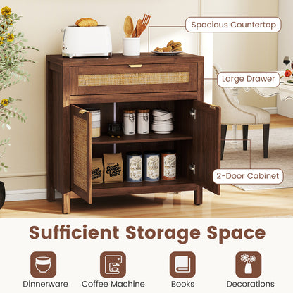 Sideboard Storage Cabinet, Rattan Doors And Drawer, Brown Sideboards Cabinets & Buffets at Gallery Canada