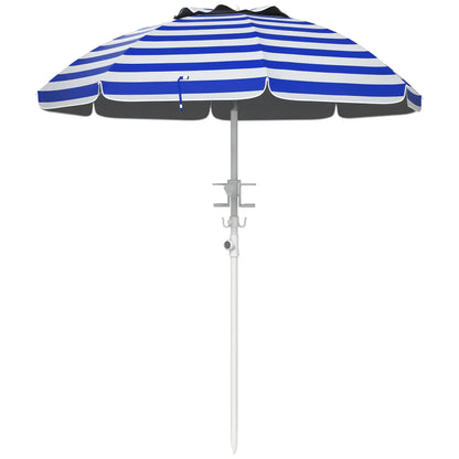 5.7' Travel Beach Umbrella, Adjustable Height, Blue and White Beach Umbrellas at Gallery Canada