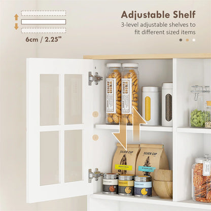 Kitchen Buffet with Hutch, 3 Cabinets, 2 Shelves, White Kitchen Pantry Cabinets at Gallery Canada