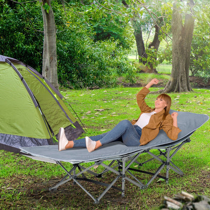 Folding Camping Cot With Mattress, Double Layer Oxford, Heavy Duty, Dark Grey Camping Cots at Gallery Canada