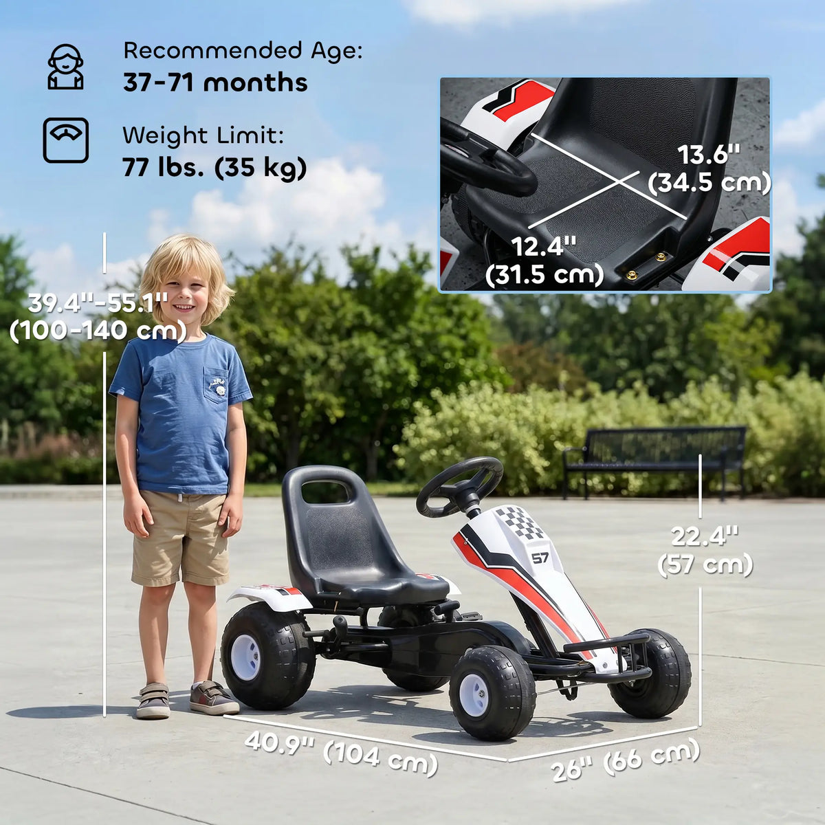 Kids Pedal Go Kart, Adjustable Seat, Plastic Wheels, 3-6 Years Pedal Go Karts for Kids at Gallery Canada