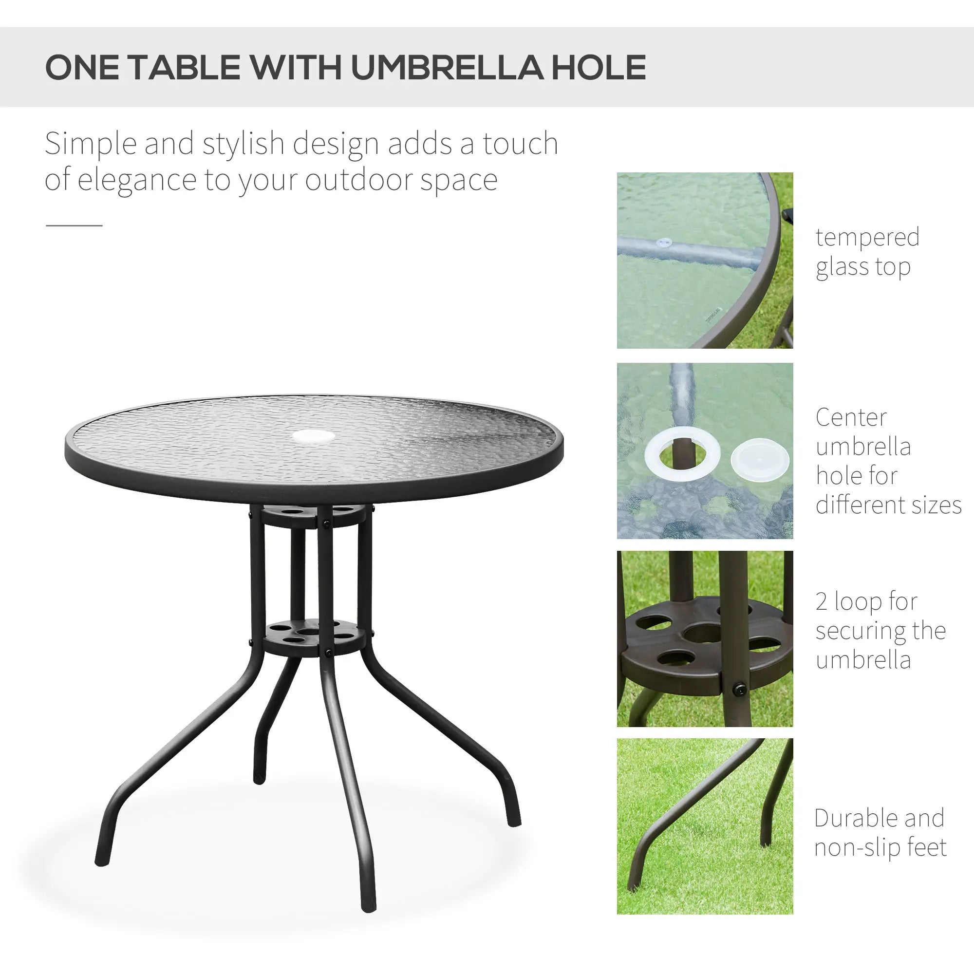6-Piece Outdoor Dining Set, Round Table, 4 Folding Chairs, Black Outdoor Dining Sets at Gallery Canada