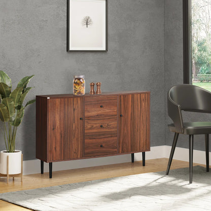 Kitchen Storage Sideboard, Buffet Cabinet, 2 Cupboard, 3 Drawers, Adjustable Shelves, Rustic Brown Bar Cabinets at Gallery Canada