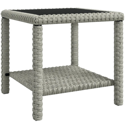 19 Outdoor Wicker Coffee Table, Glass Top, Storage Shelf, Dark Grey Patio Dinning Tables at Gallery Canada