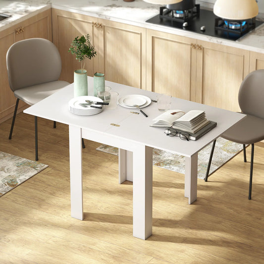 55" Extendable Dining Table for 4-6 Person, Kitchen Table, White Dining Tables White Wood Effect at Gallery Canada