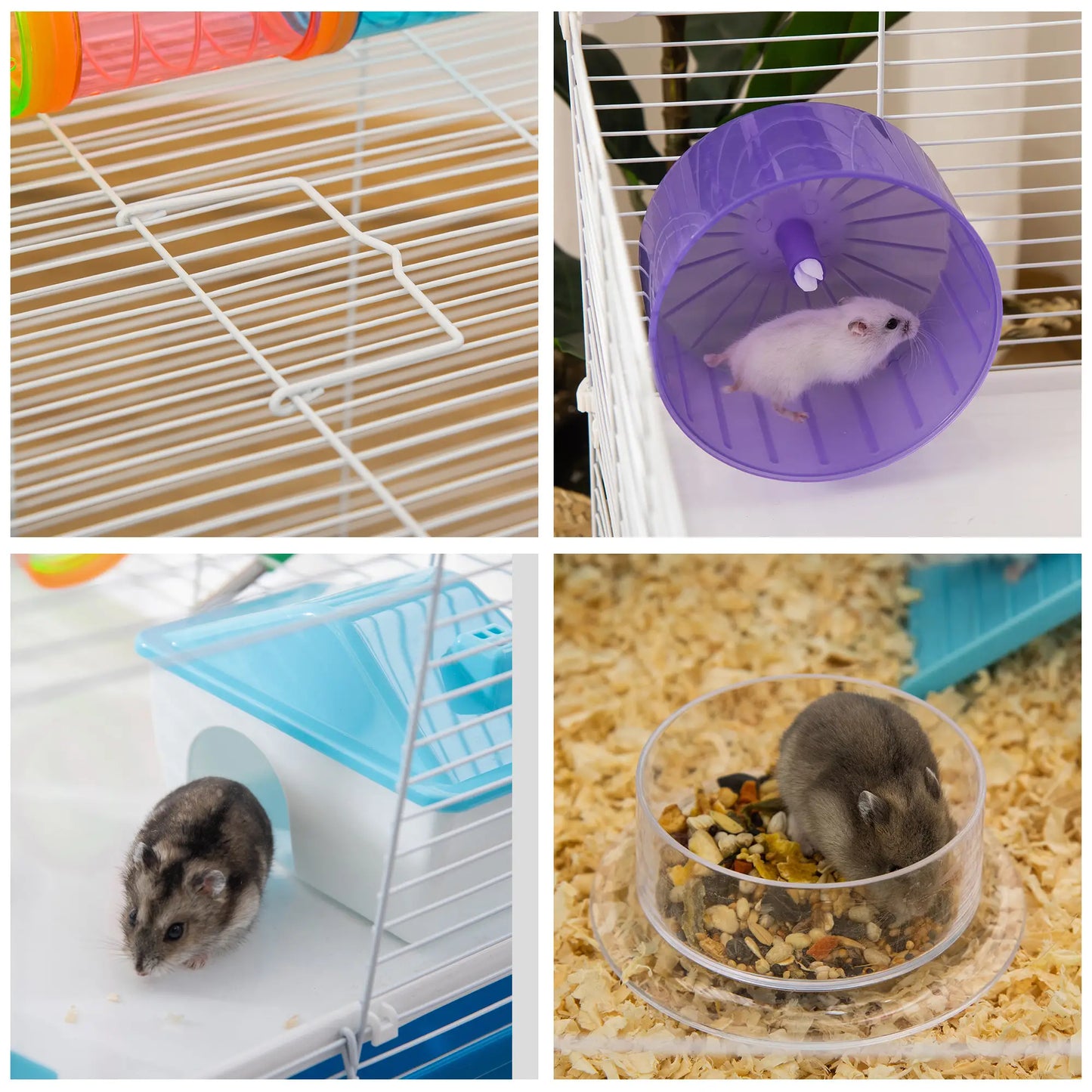 3-Tier Large Steel Small Animal Cage, Exercise Wheel, Water Bottle, Food Dish, Blue Hamster Cages at Gallery Canada