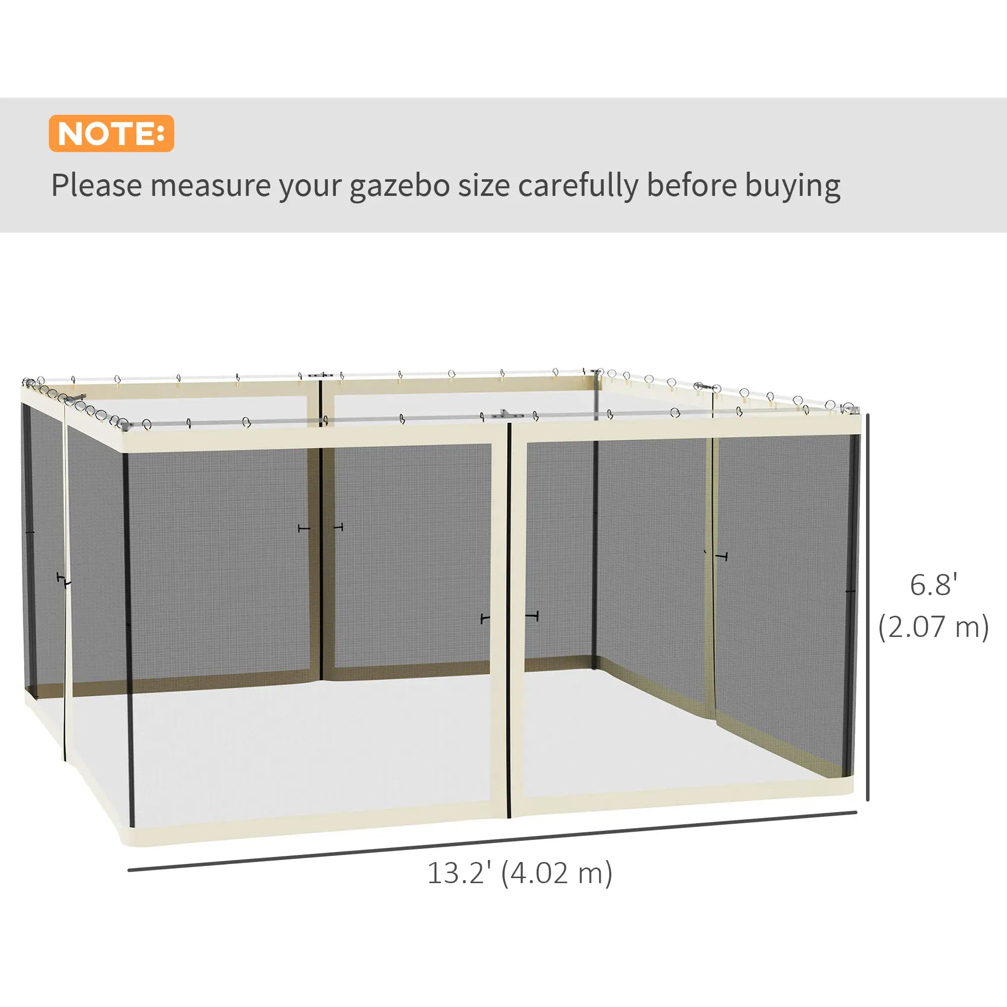 Replacement Mosquito Netting, 13' x 13', Cream White, Black Gazebos at Gallery Canada