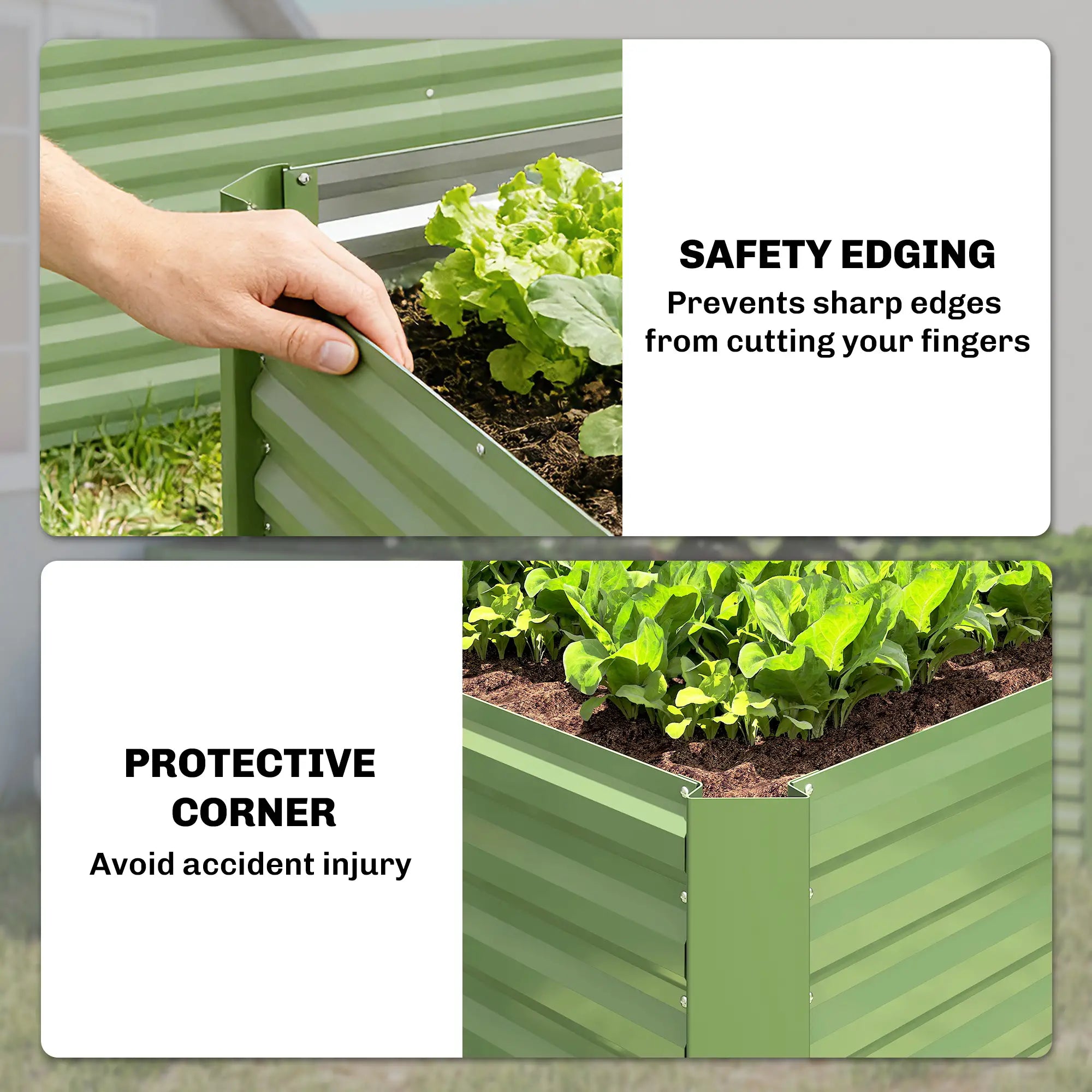 Galvanized Metal Planters Set, 4' x 2' x 2' Raised Garden Bed, Light Green Galvanized Planter Boxes at Gallery Canada