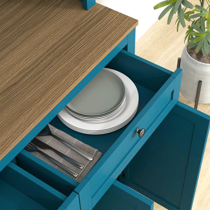 71" Pantry Cabinet with Microwave Space, Adjustable Shelves, Navy Blue Kitchen Pantry Cabinets at Gallery Canada