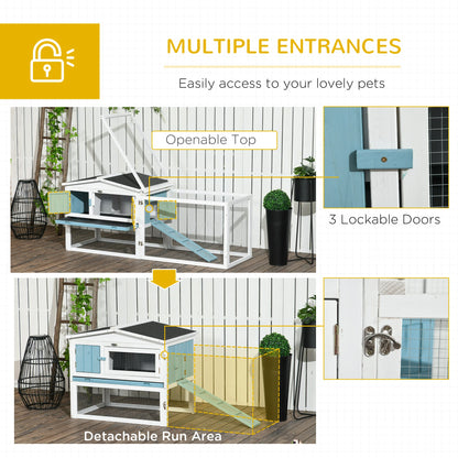 Wooden Rabbit Hutch, Guinea Pig House, Removable Tray, Openable Roof, Blue Rabbit Hutch at Gallery Canada