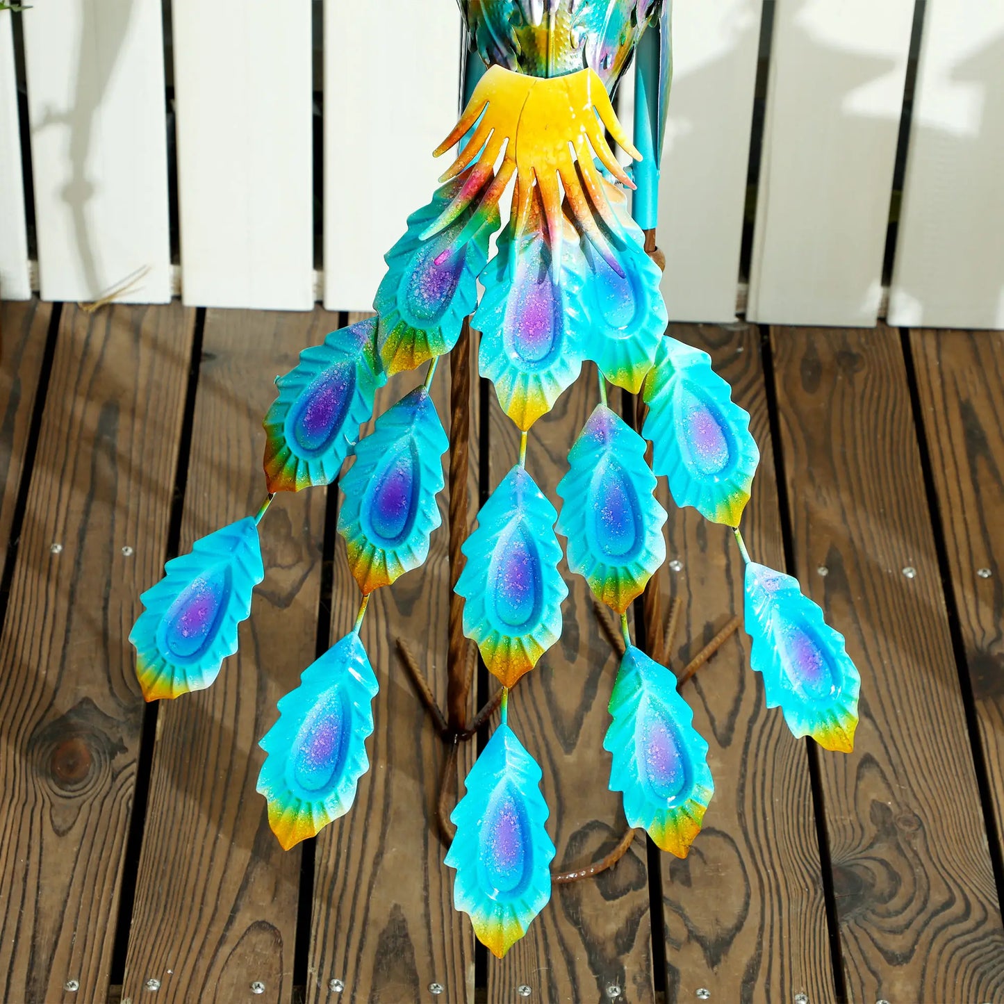 Peacock Garden Statue, 32.7" Lawn Ornament, Steel Bird Statue, Mixed Color Garden Decor at Gallery Canada