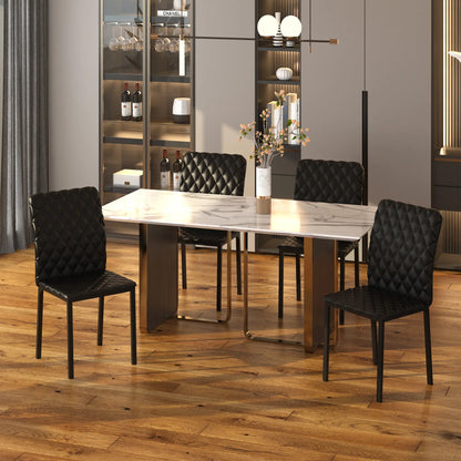 Modern Dining Chairs Set of 4, Upholstered Faux Leather, Black Bar Stools at Gallery Canada