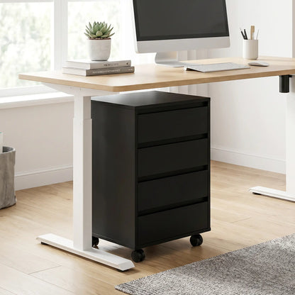 4-Drawer Vertical File Cabinet with Wheels, Black Office Cabinets & Cupboards at Gallery Canada