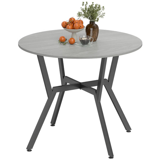 35" Round Dining Table, Steel Frame, Small Kitchen Table, Grey