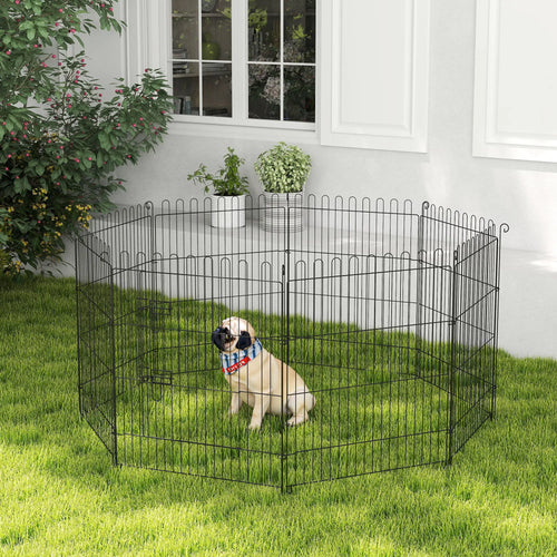 30inch 8-Panel Octagon Pet Playpen, Foldable Dog Cage, Black