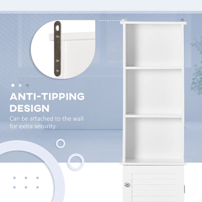 Tall Bathroom Storage Cabinet, 3-Tier Adjustable Shelf, White Bathroom Cabinets at Gallery Canada