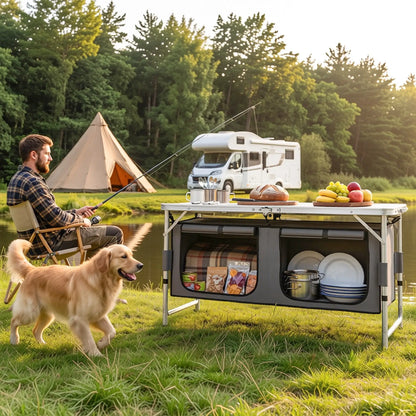 Aluminum Folding Picnic Table, Height Adjustable, Storage BBQ Camping Picnic Tables & Camping Chairs at Gallery Canada