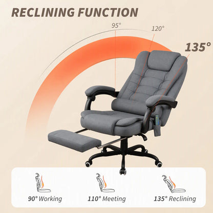 7-Point Vibrating Massage Chair, Reclining Office Chair with Footrest, Grey Massage Chairs at Gallery Canada